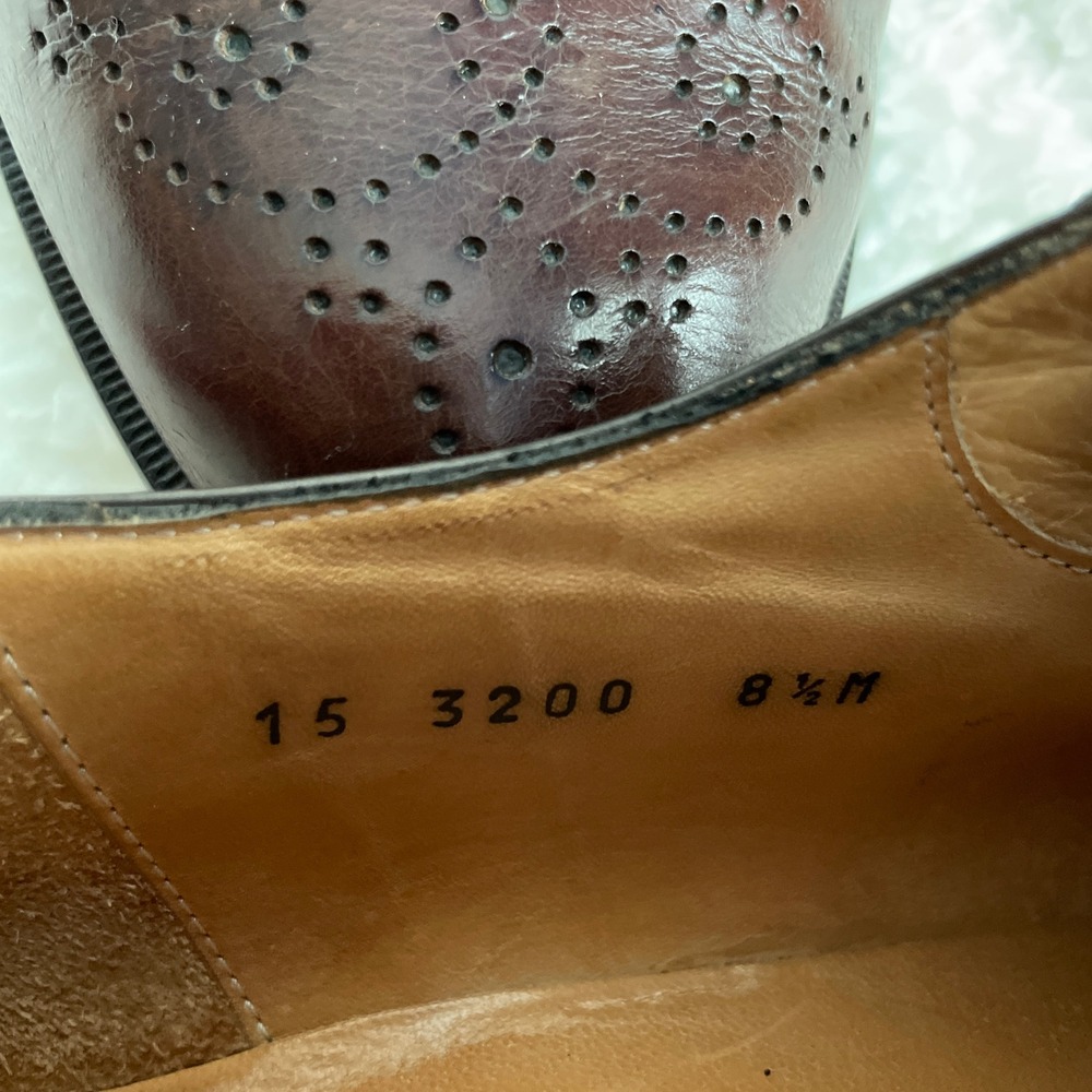 Johnston & Murphy Leather Men Size 8.5 Cellini Woven Oxford Brown Shoes - Picture 8 of 8